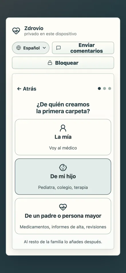 Elegir la carpeta: la mía, la de mi hijo o la de un padre o persona mayor
